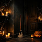 Floating Witch Broom Halloween Decoration