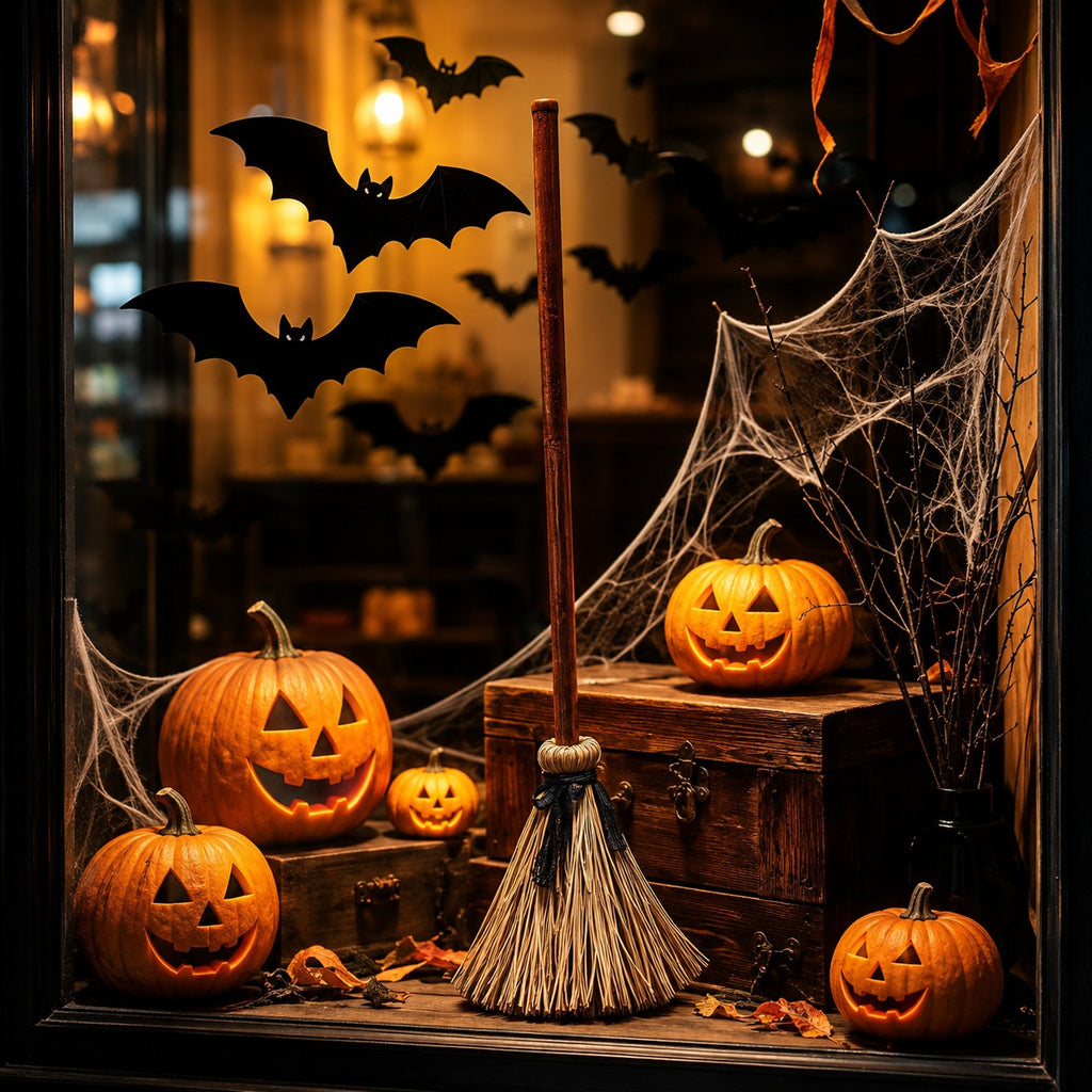 Floating Witch Broom Halloween Decoration